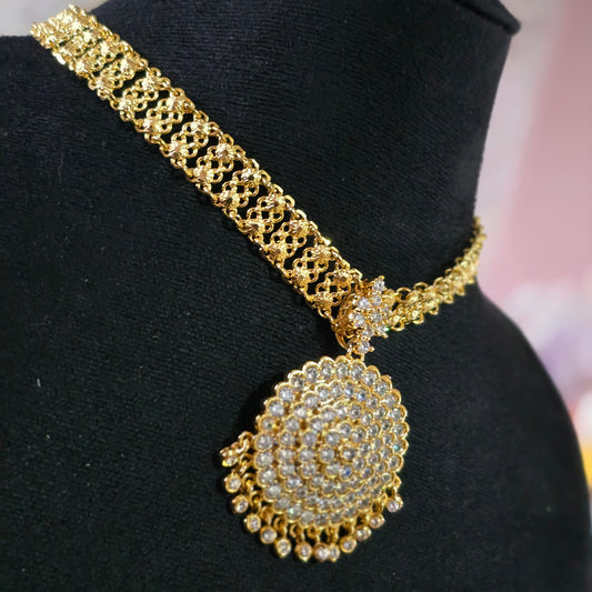 Patta chain with lotus removable aatil.Not 916 gold.Code 7785