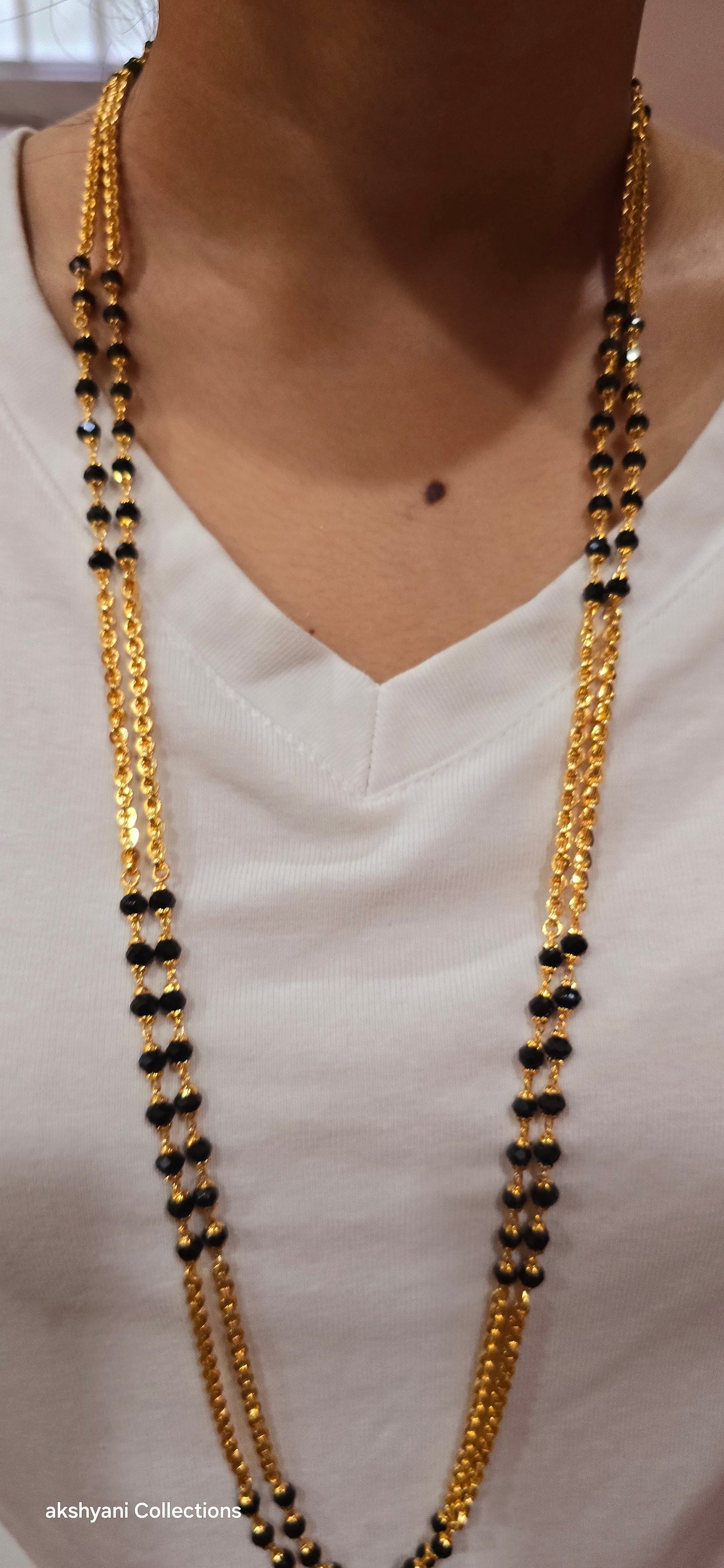 2 layer black beads. Function wear type of jewellery. Not suitable for shower.