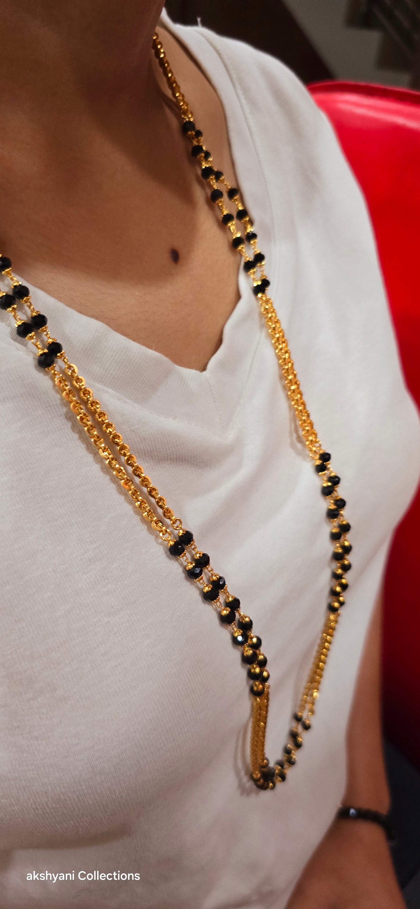 2 layer black beads. Function wear type of jewellery. Not suitable for shower.