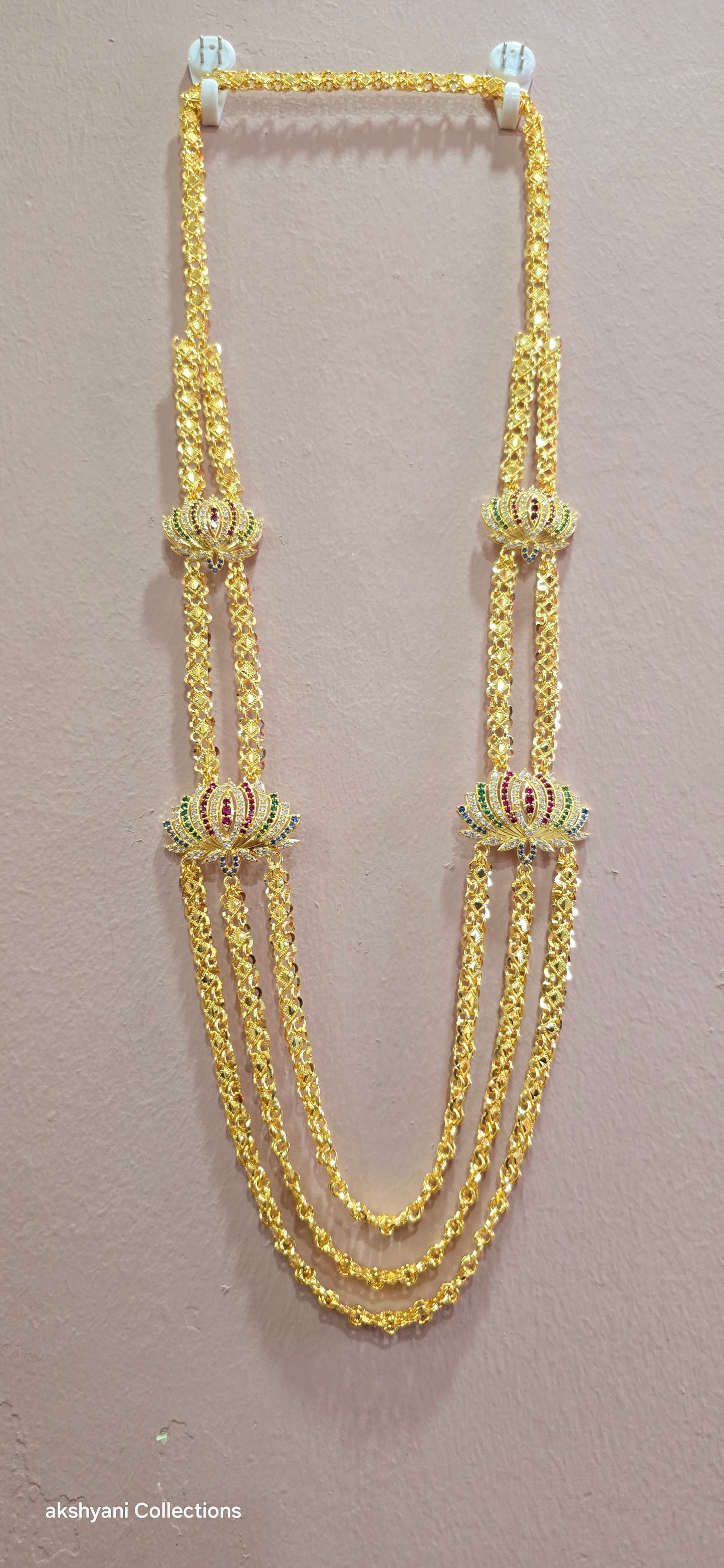 3 layer multi colour mugappu chain . NOT 916 GOLD. FUNCTION WEAR