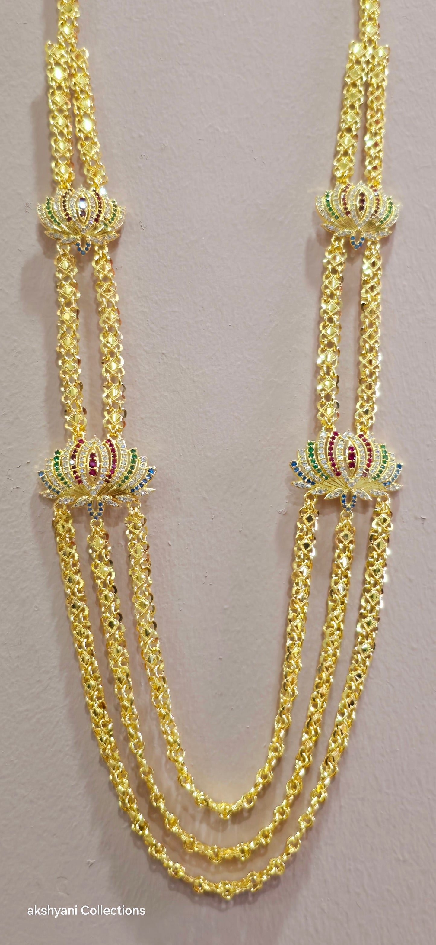 3 layer multi colour mugappu chain . NOT 916 GOLD. FUNCTION WEAR