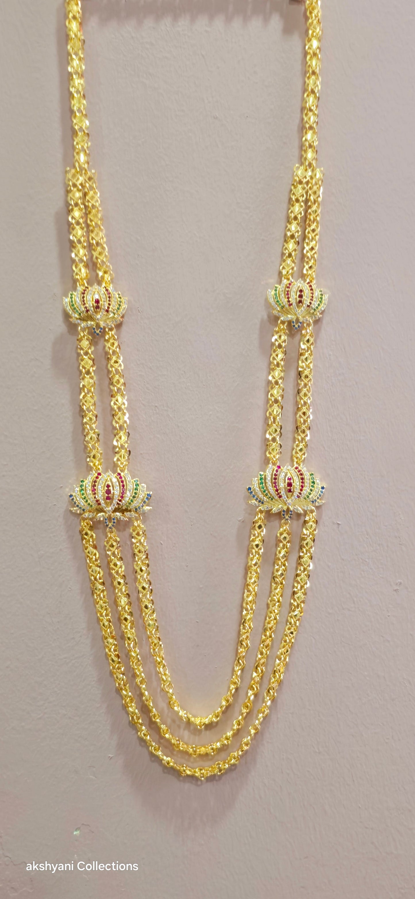 3 layer multi colour mugappu chain . NOT 916 GOLD. FUNCTION WEAR