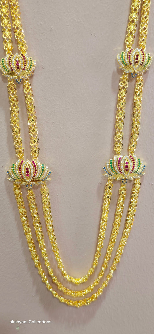 3 layer multi colour mugappu chain . NOT 916 GOLD.  FUNCTION WEAR