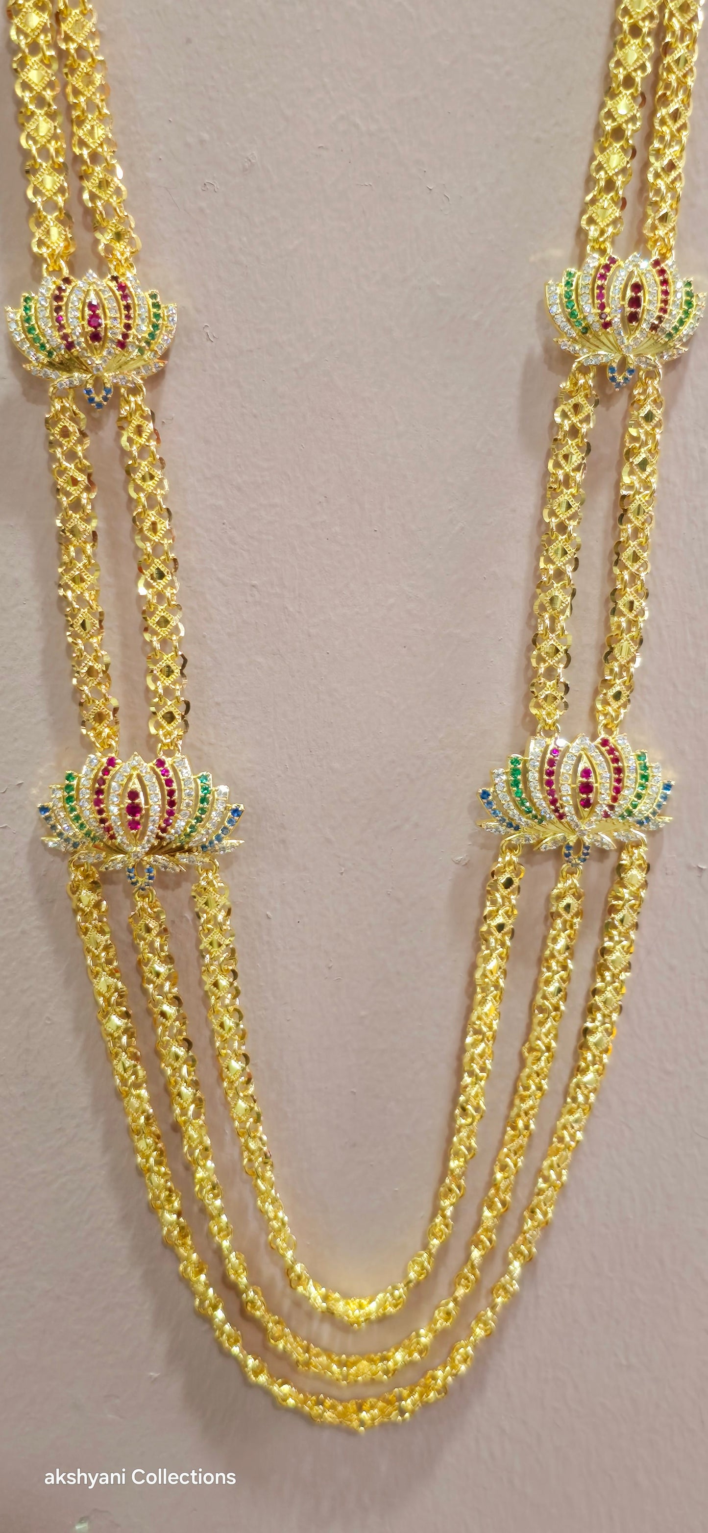 3 layer multi colour mugappu chain . NOT 916 GOLD. FUNCTION WEAR