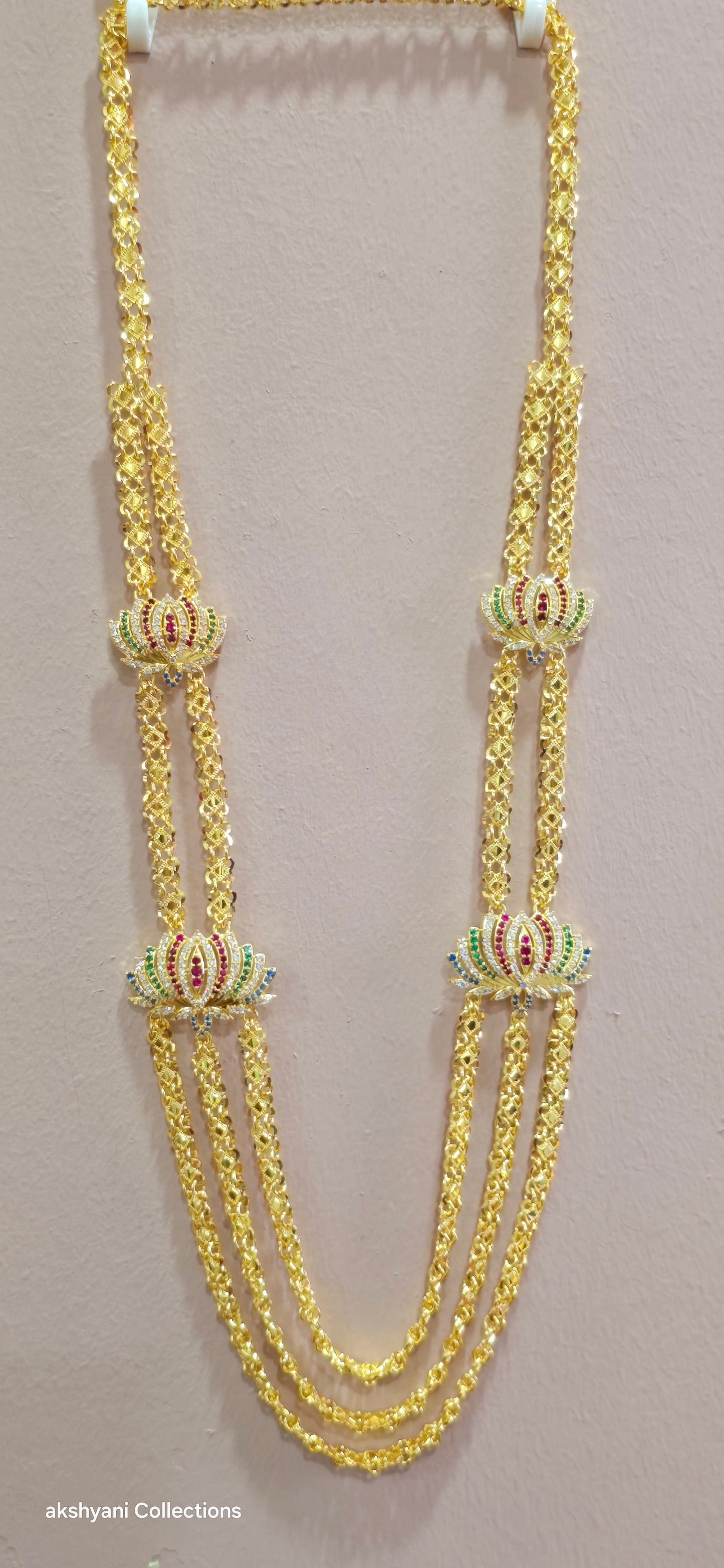 3 layer multi colour mugappu chain . NOT 916 GOLD. FUNCTION WEAR