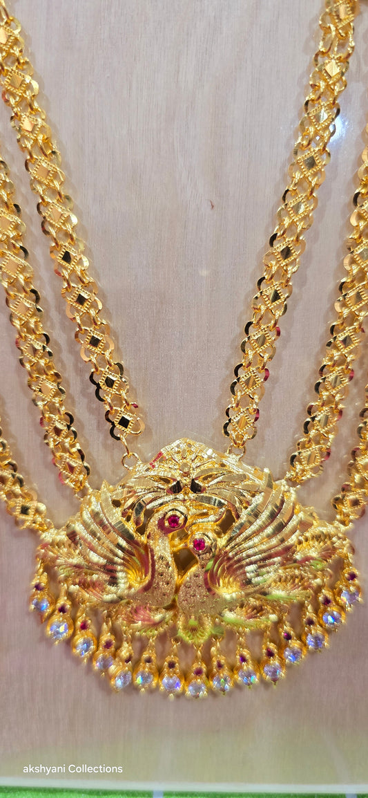 3 layer peacock maalai .Not 916 gold.24k electroplating items made in Singapore