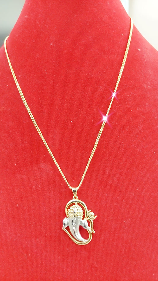 Ganesha 2 tone locket with chain not 916 gold
