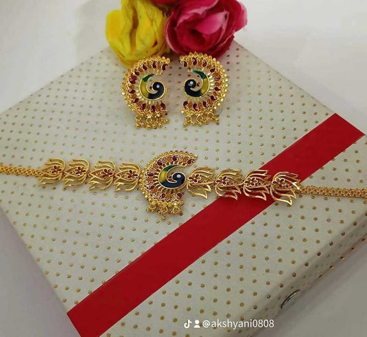 Enamel peacock choker set