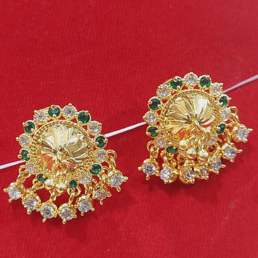 Emerald green mossanite white stones. 20 cents coin size circumference. Not 916 gold.