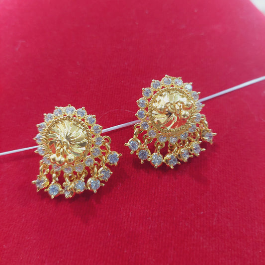 mossanite white stones thiruvilaiyadal earrings. Not 916. 20 cents coin circumference