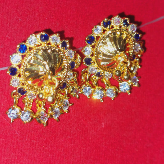 Navy blue and white mossanite stones earrings. Not 916 gold