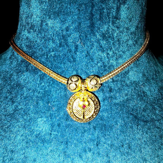 Removable trisul locket with ceylonese chain and diamond cut balls. Not 916 gold