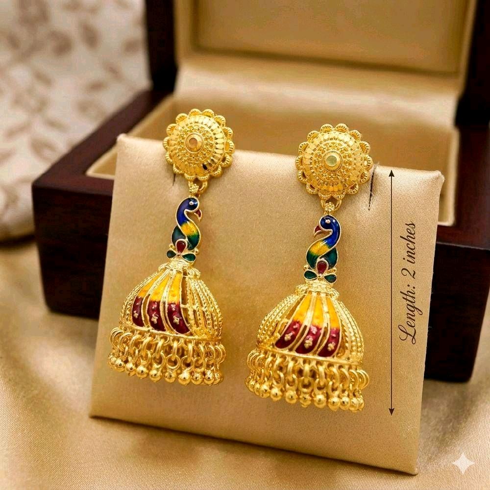S2 peacock meenakari jhumuki. Function wear type of jewellery