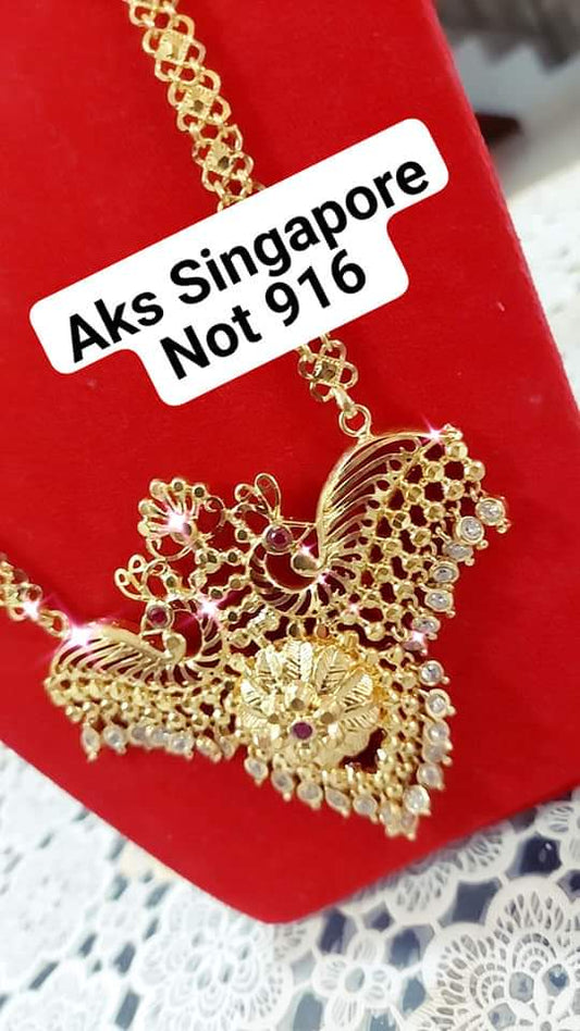 peacock maalai with white stones