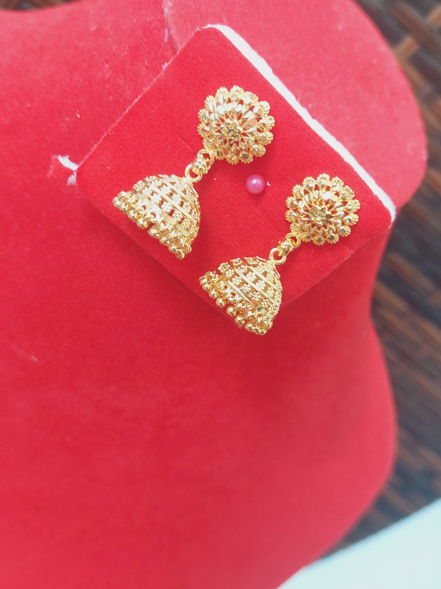 Code 675A cz cut jhumuki earrings ( not 916 gold) Indian screw thiruvani)