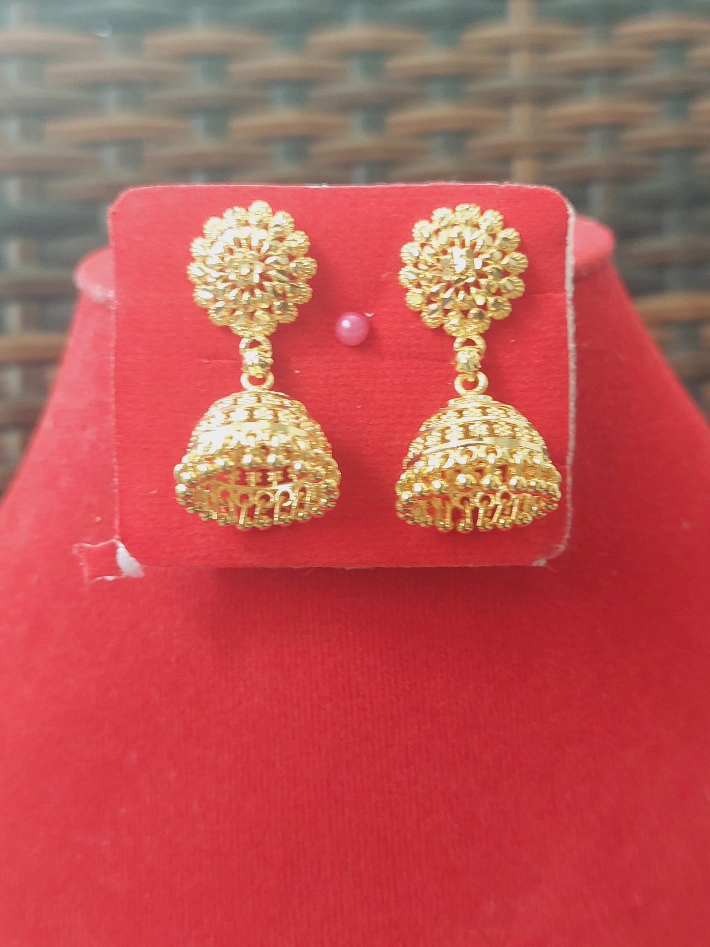 Code 675A cz cut jhumuki earrings ( not 916 gold) Indian screw thiruvani)