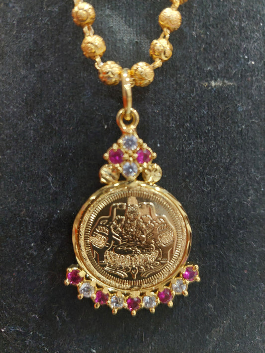 Mahalakshimi locket with beads chain. Removable pendent. Function wear type.