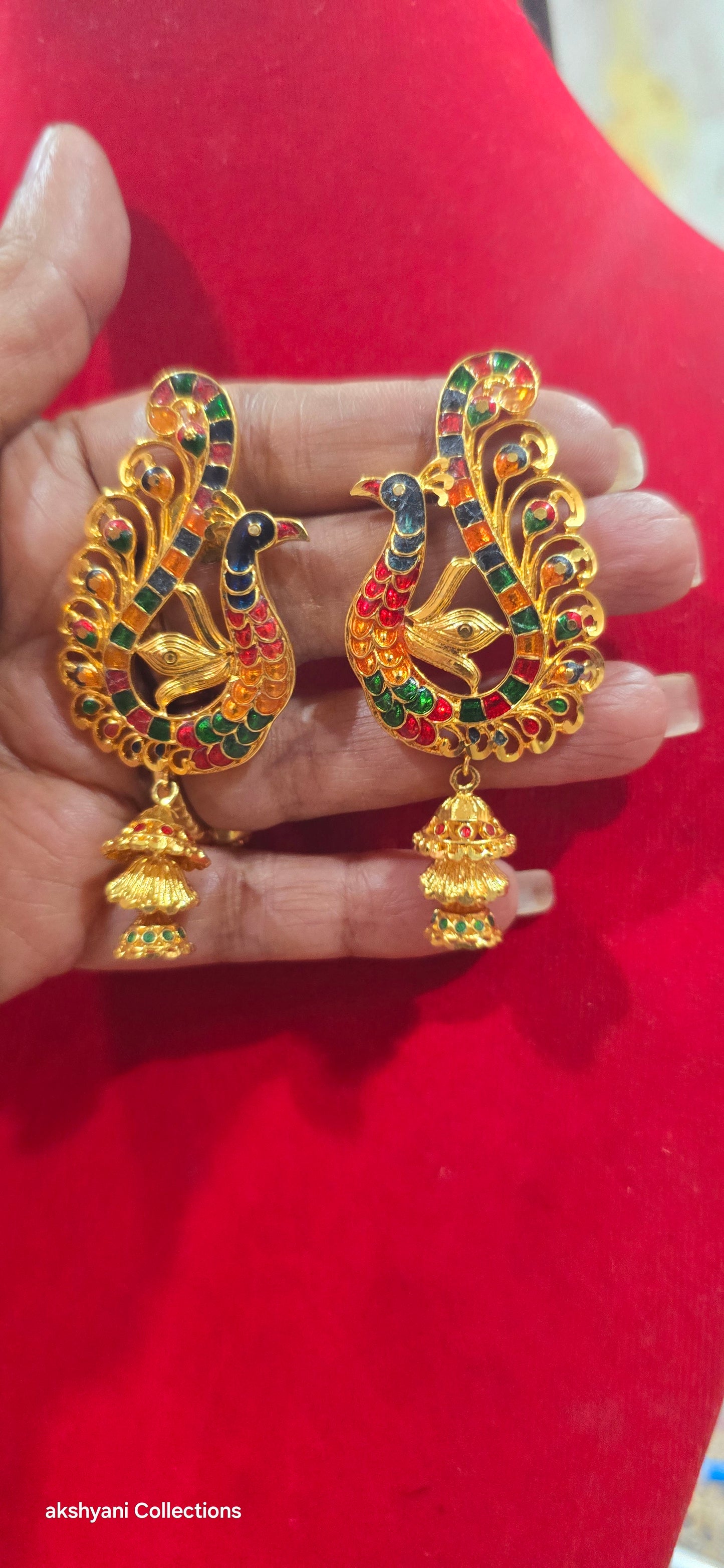 peacock dangling earrings