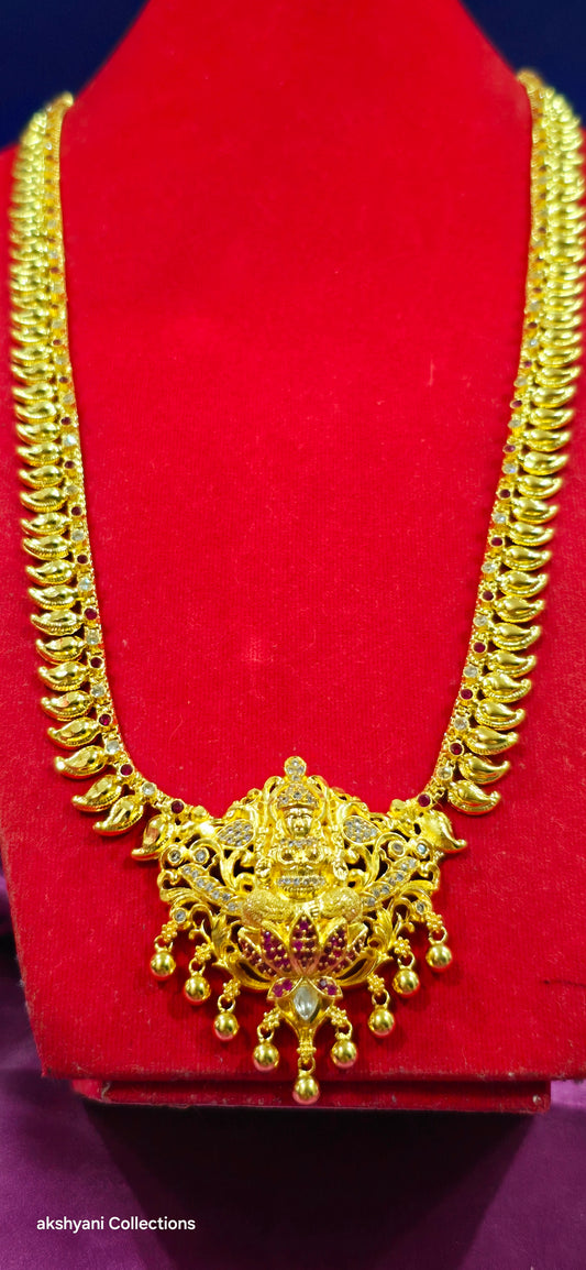 Mahalakshimi mango chain with red and white stones another majestic piece. NOT 916