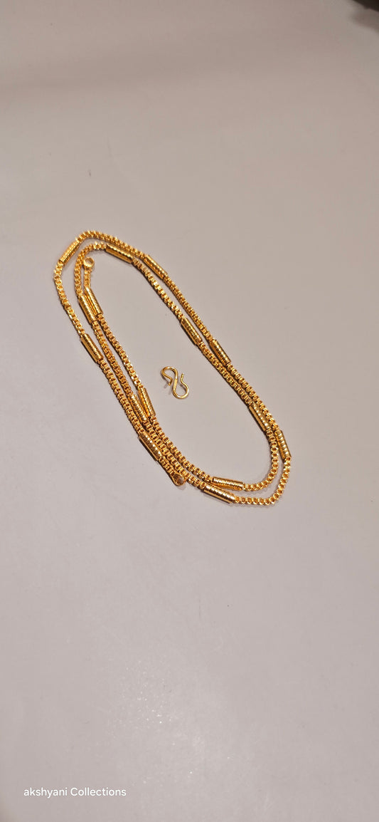 Not 916 gold. Daily wear chain. Code 7432. Length 26 inches. Not suitable for shower.