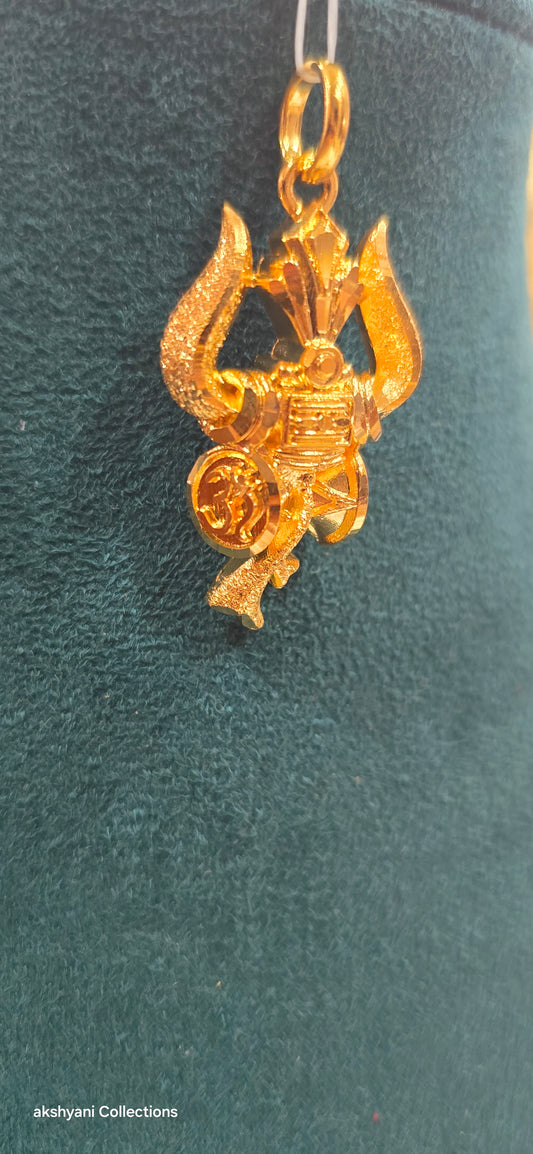 Trisul locket with udukai. Not 916 gold. 1.5 inch size