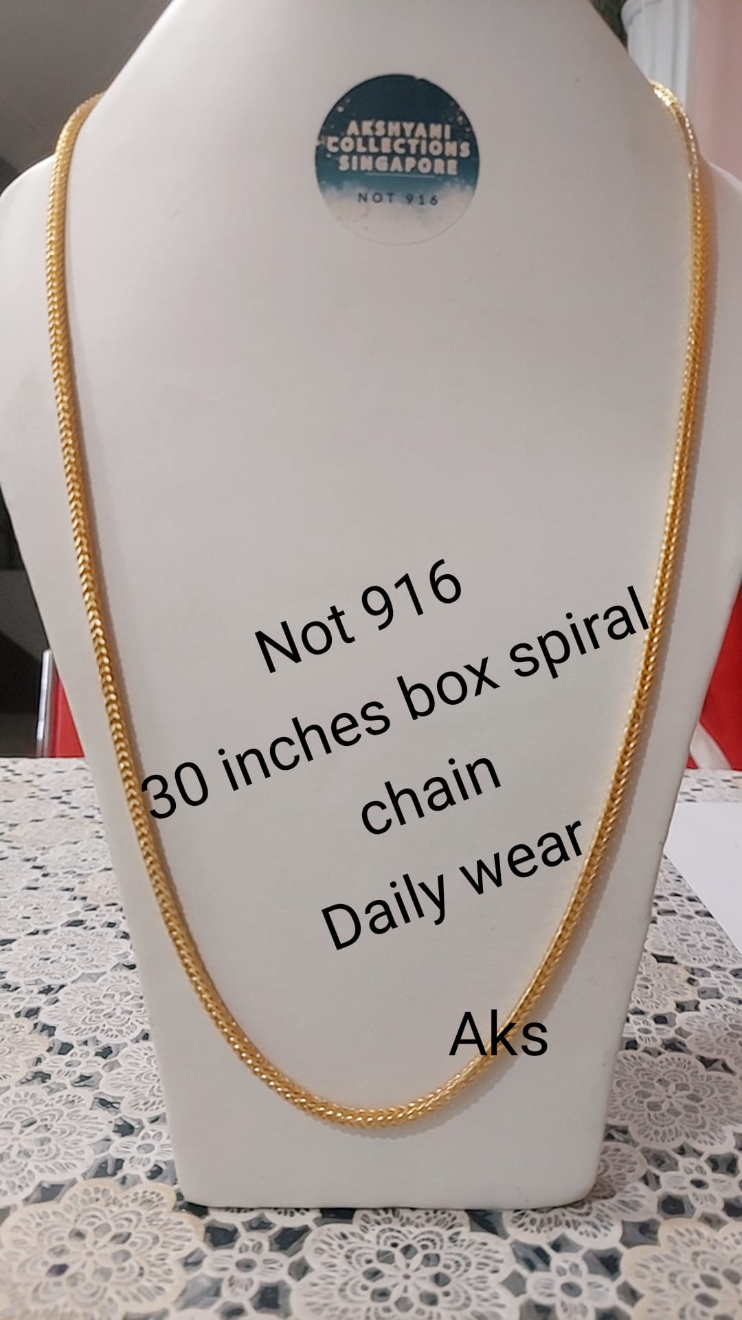 30 inches box spiral chain( not 916 gold)code 754