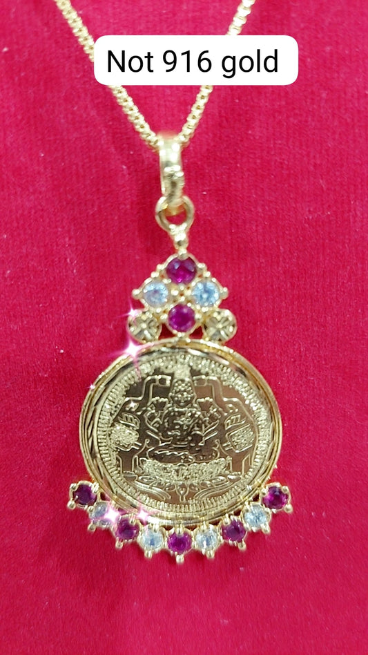 Mahalakshmi locket with chain. Length of chain 24 inches not 916 gold. Code 0811