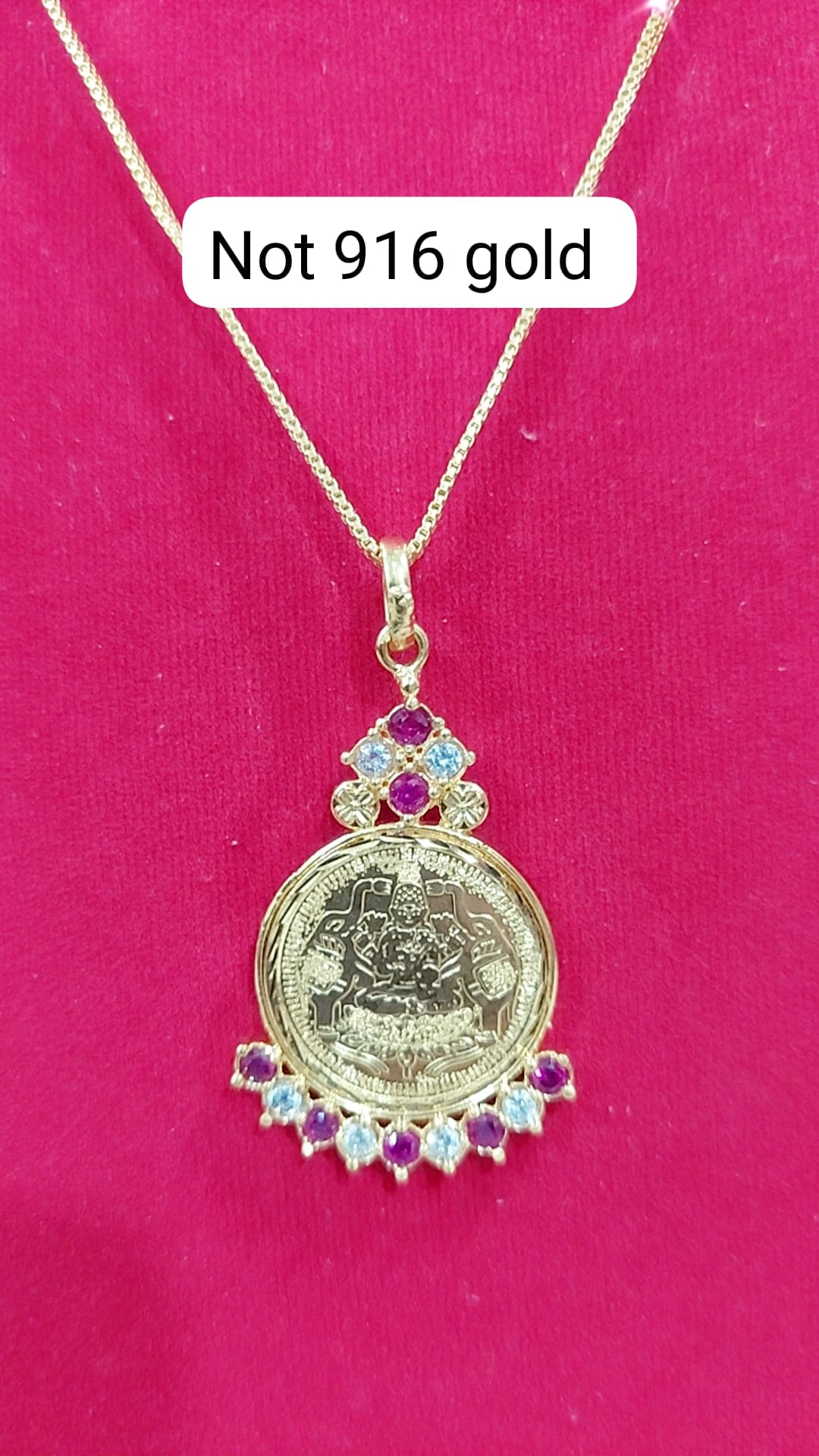 Mahalakshmi locket with chain. Length of chain 24 inches not 916 gold. Code 0811