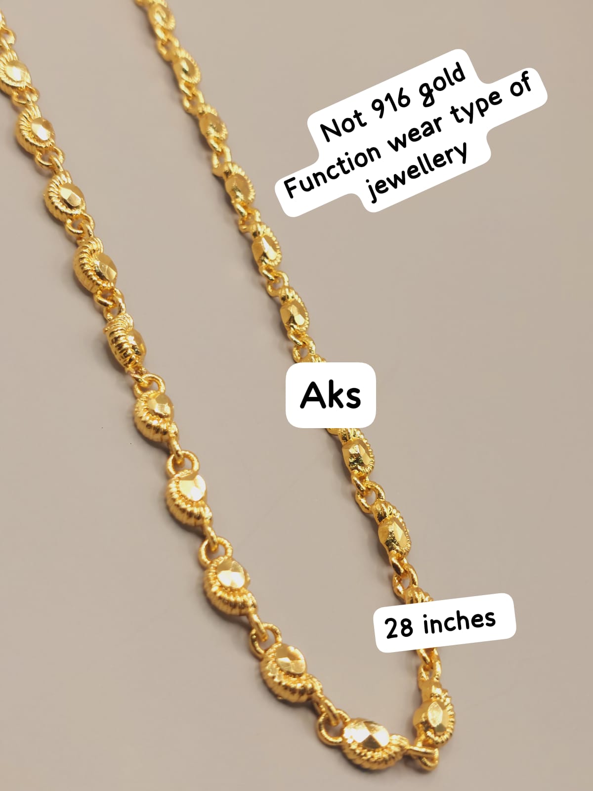 28 inches length paruppu chain. Not 916 gold ( read description) code 33E. Nickel free