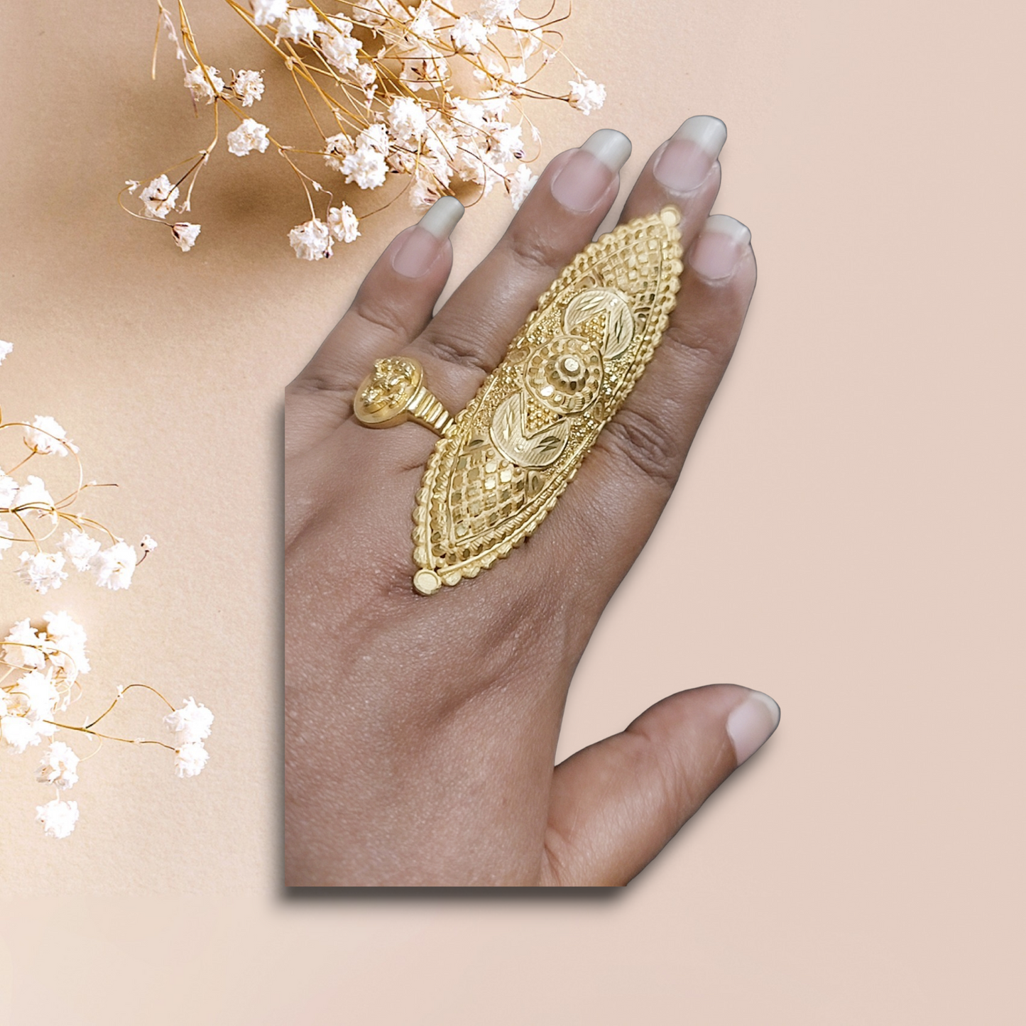 long finger ring bombay cut design