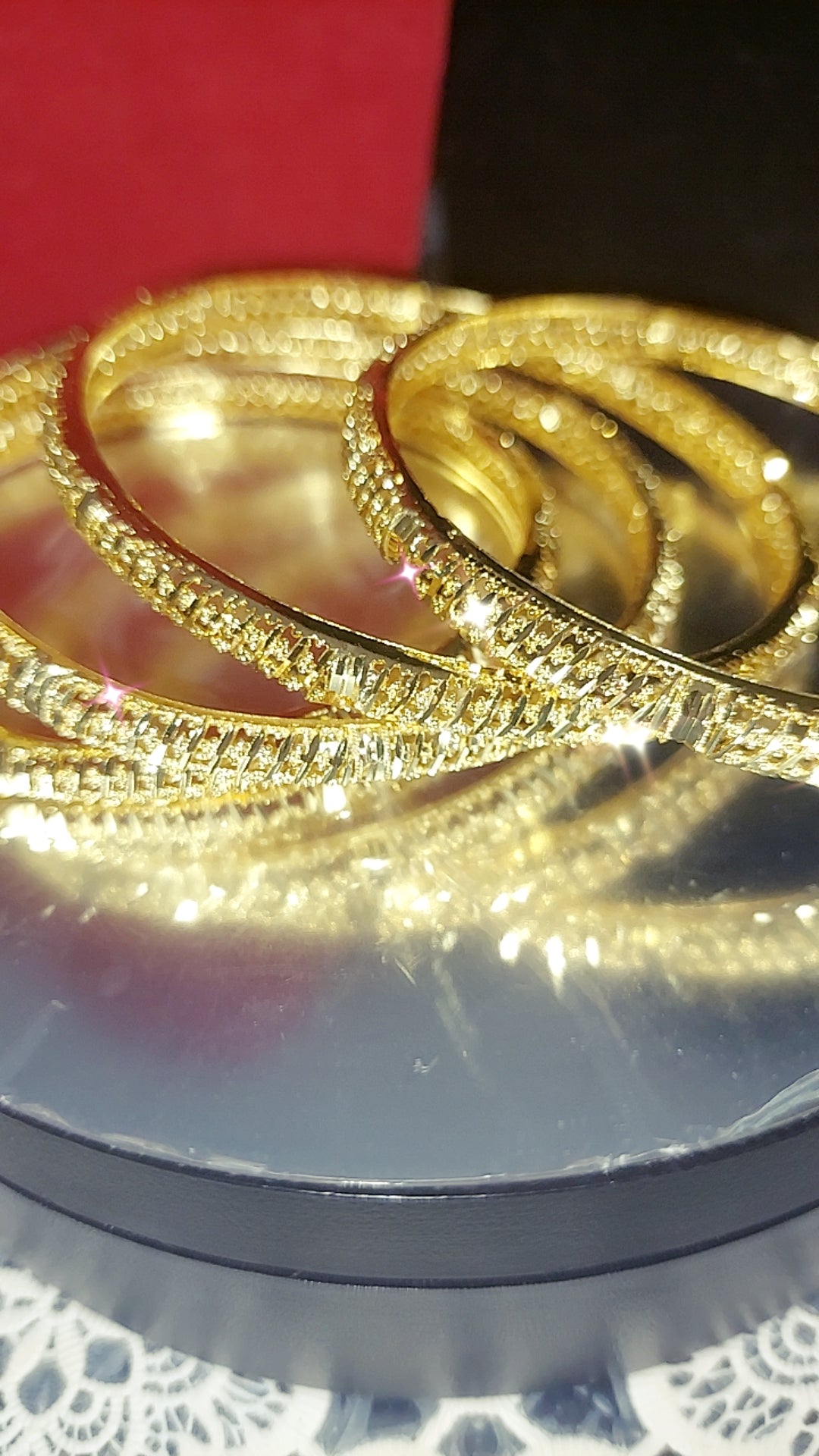 2 pcs,( 1 pair ) cz cut solid bangles