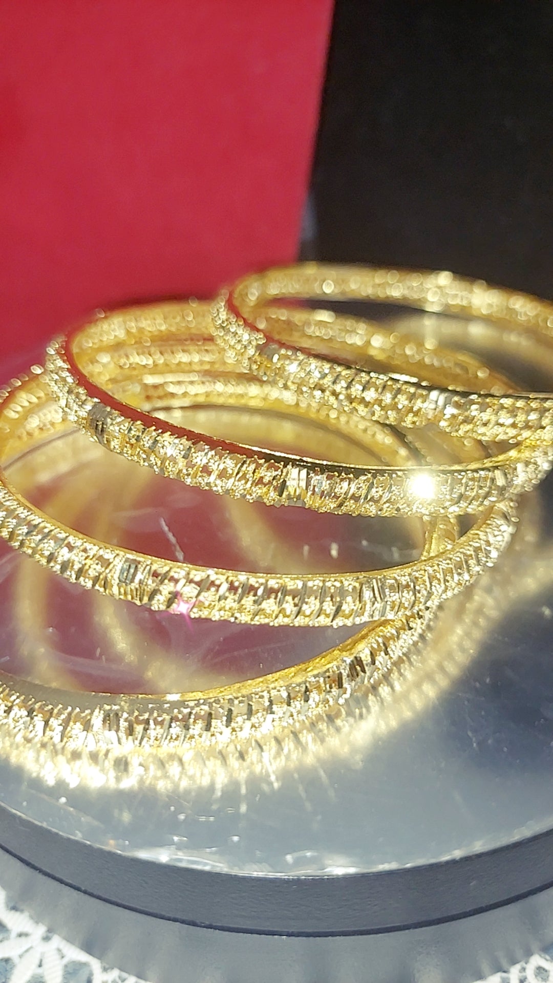 2 pcs,( 1 pair ) cz cut solid bangles