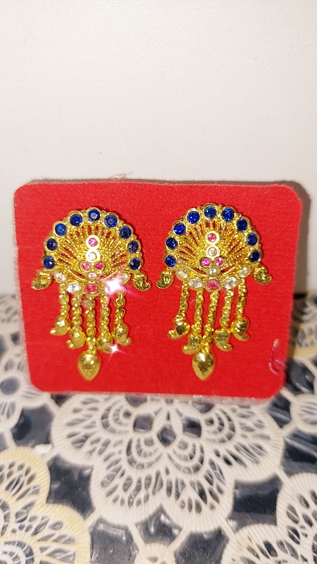 Peacock earrings A02( thin push type screw not 916