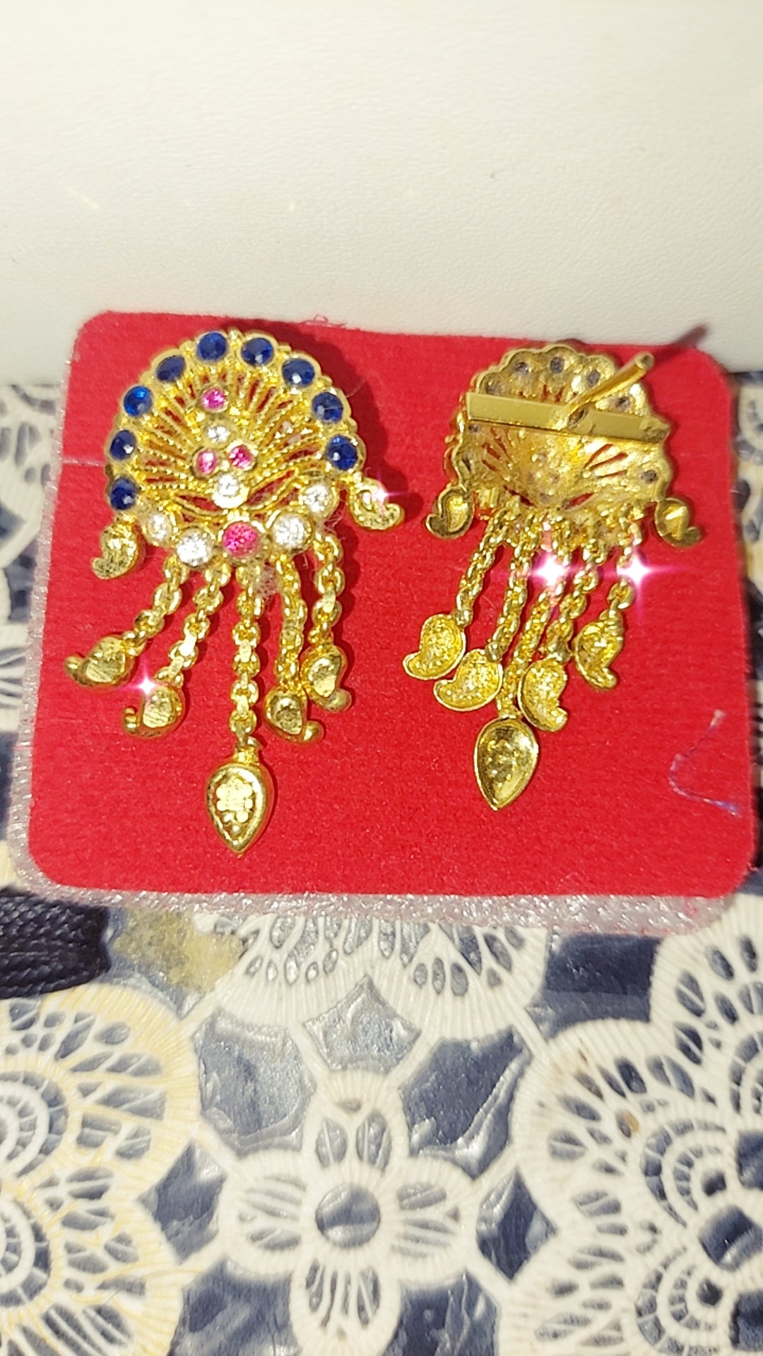 Peacock earrings A02( thin push type screw not 916