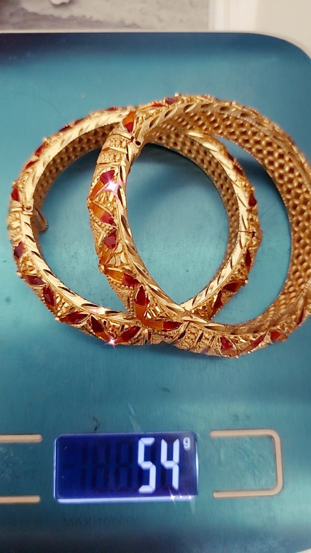 Beautifully encrafted enamel gold work replica bangles ( 1 pair only) 2 pieces