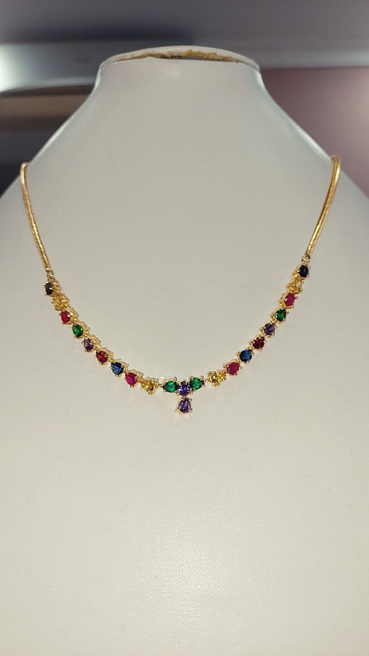 20 inches cz multi stones necklace