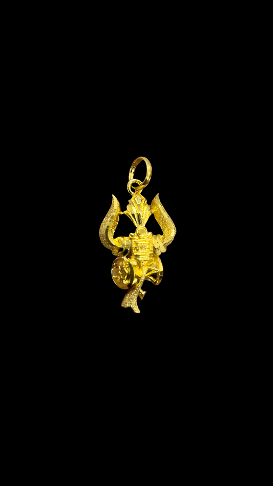 Trisul locket with udukai. Not 916 gold. 1 inch size