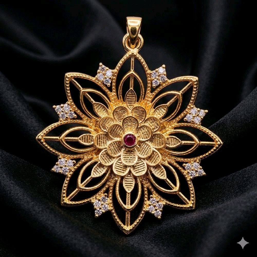 1.5 inches design flower pendent. NOT 916 GOLD. Code F15