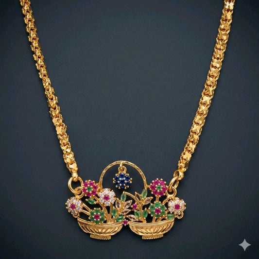 28 inches flower brooch basket maalai. Not 916 gold. Code F09