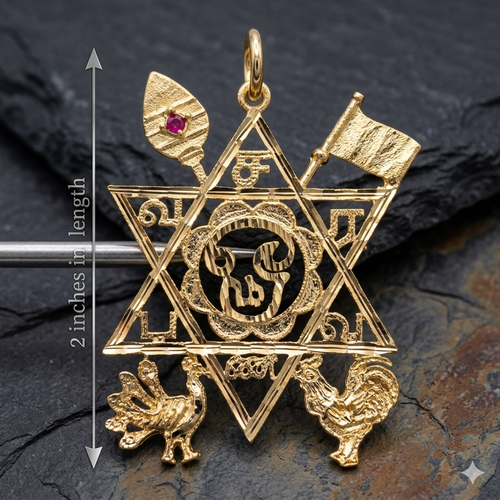 FUNCTION WEAR MURUGAN LOCKET. NOT 916 GOLD. HANDMADE. NOT SUITABLE FOR SHOWER OR DAILY USE. 18 GRAMS WEIGHT