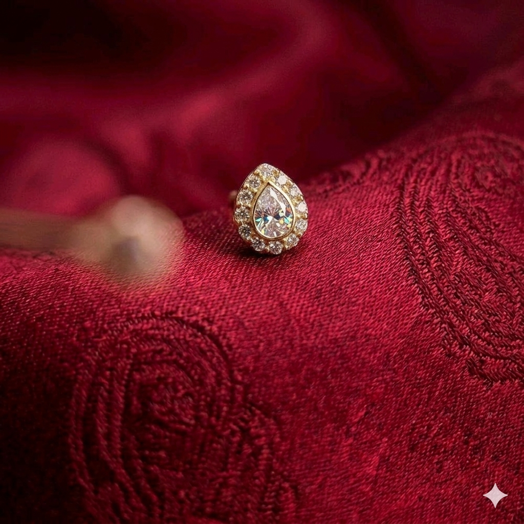 Beauty bliss. Small cut egg shape nost stud. Indian screw type. C555.