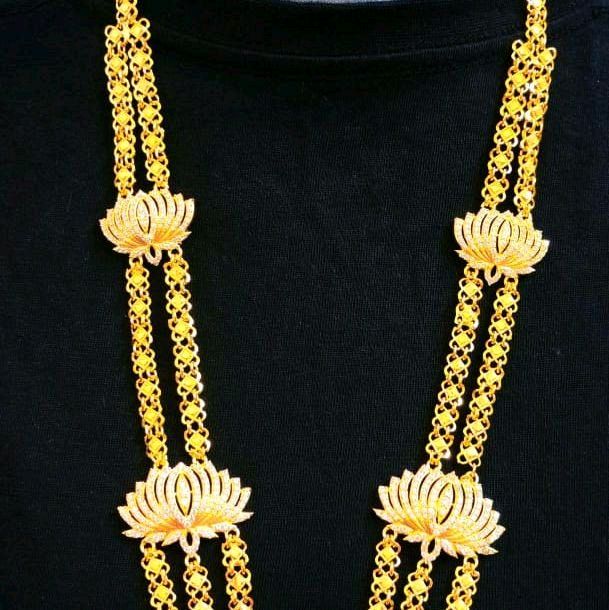3 layer white lotus mossanite stones chain. 29 inches length