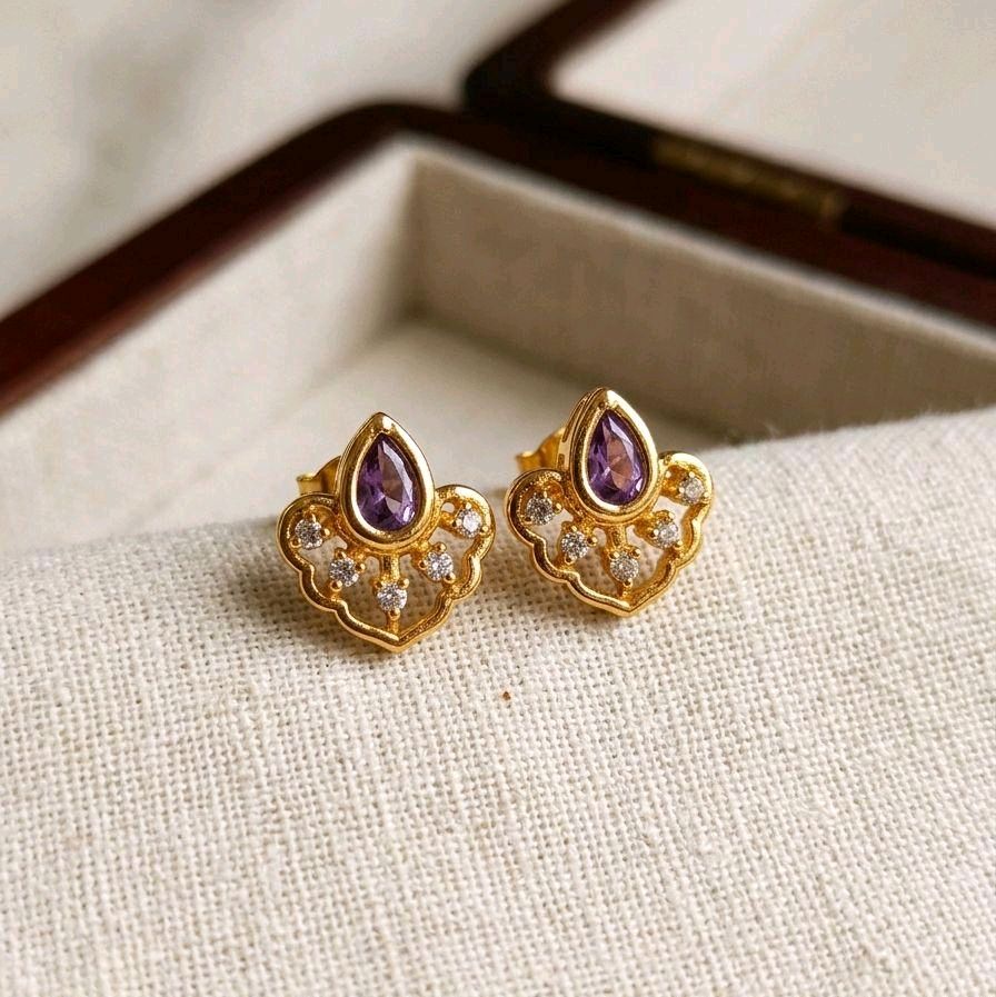 Cute small petite earrings. NOT 916 GOLD. Colours available
