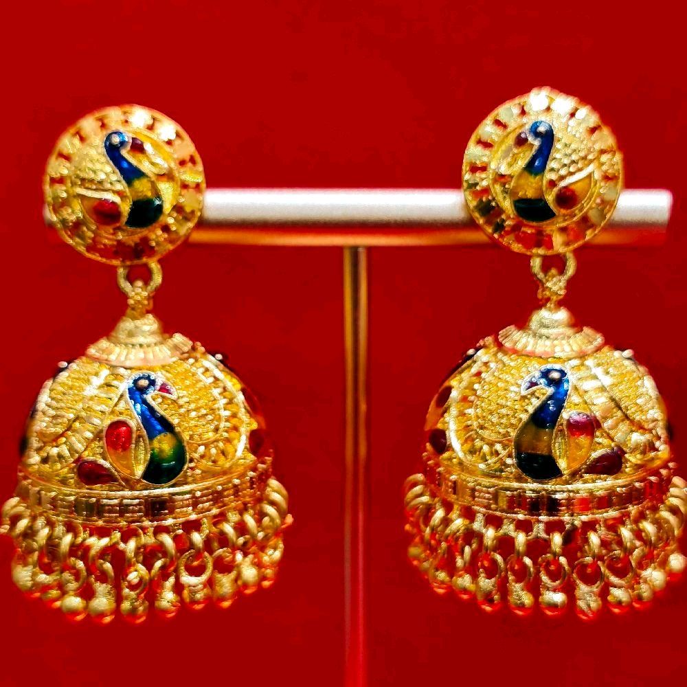 1.5 inch meenkari peacock diamond work jhumuki. NOT 916 GOLD. CODE S11. FUNCTION WEAR ONLY.
