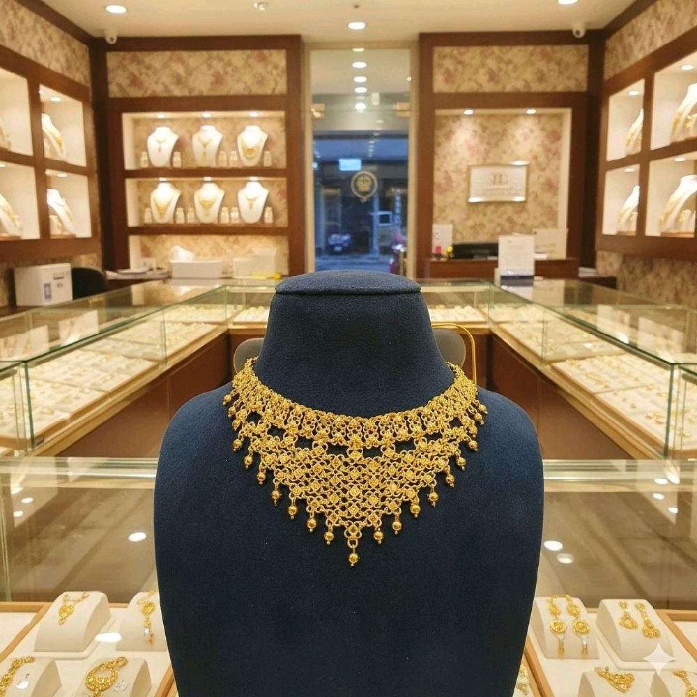 Grand decked choker. Code 098B.Not 916 gold. Function wear type of jewellery