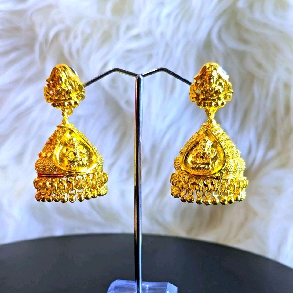 2 inch height mahalakshimi handmade jhumuki. NOT 916 GOLD. FUNCTION WEAR ONLY
