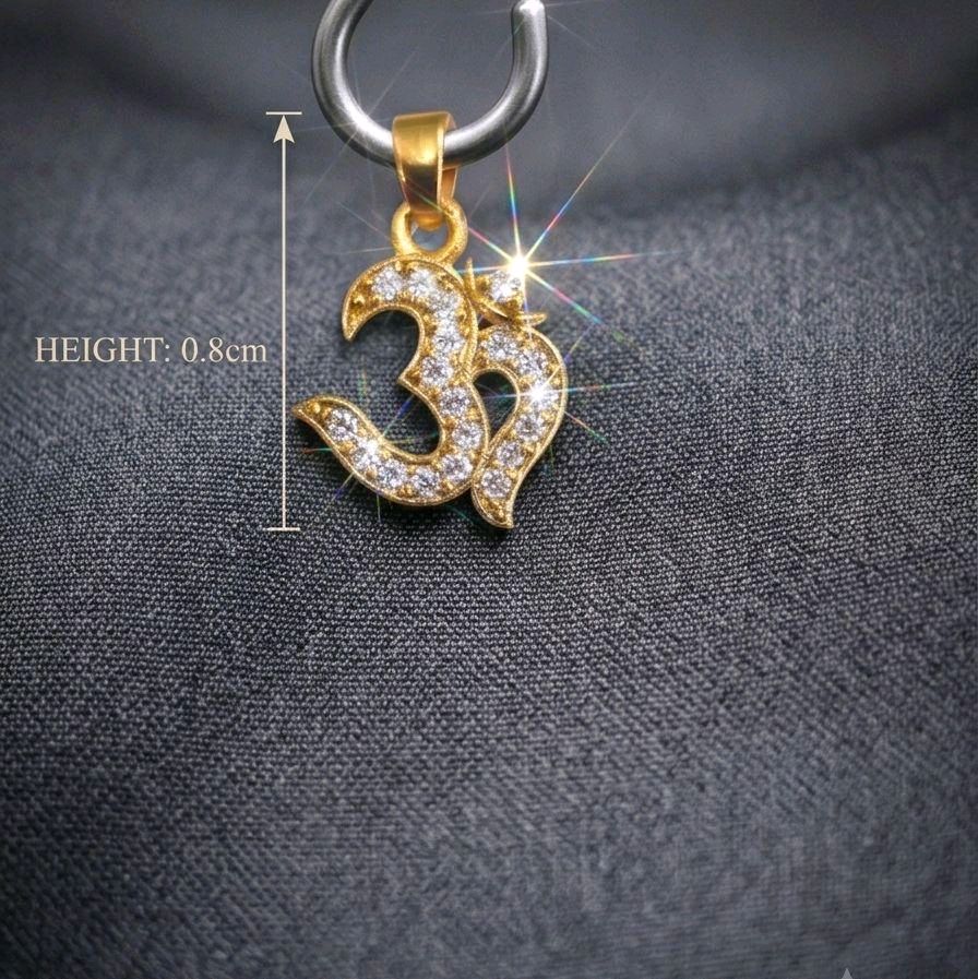 0.8 cm Om Stones Sanskrit Locket Not 916 Gold Small Petite Delicate Accessory with Spiritual Inscriptions Avoid Alkaline Products
