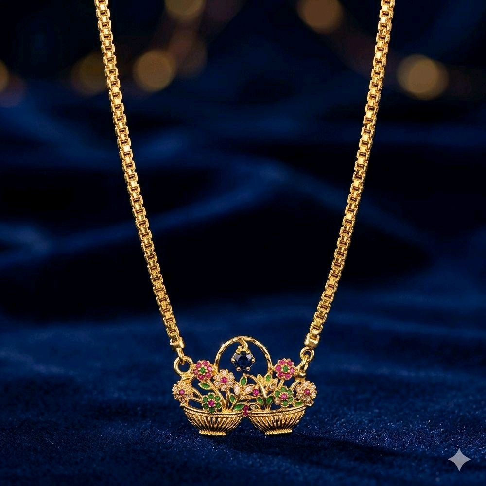 28 inches flower brooch basket maalai. Not 916 gold. Code F09