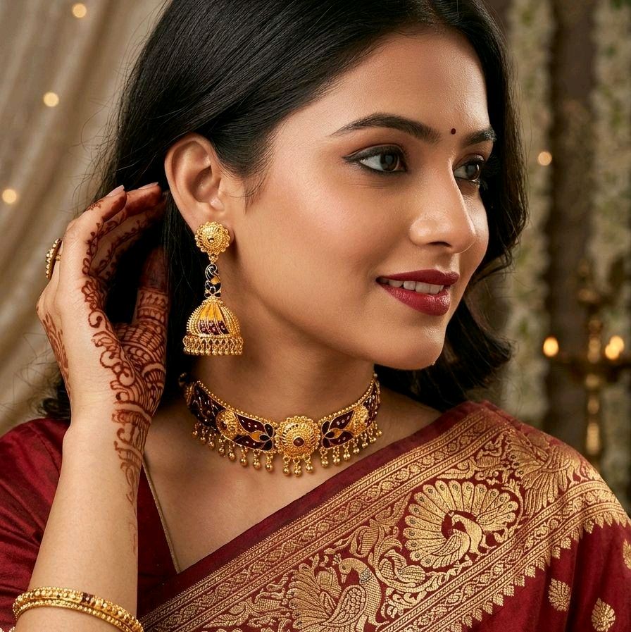 S2 peacock meenakari jhumuki. Function wear type of jewellery