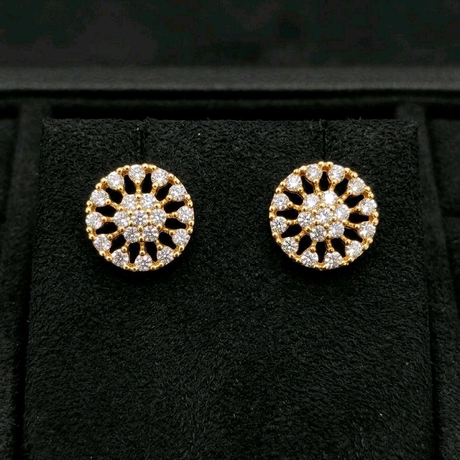 Small white round mossanite stones earrings. Indian screw type